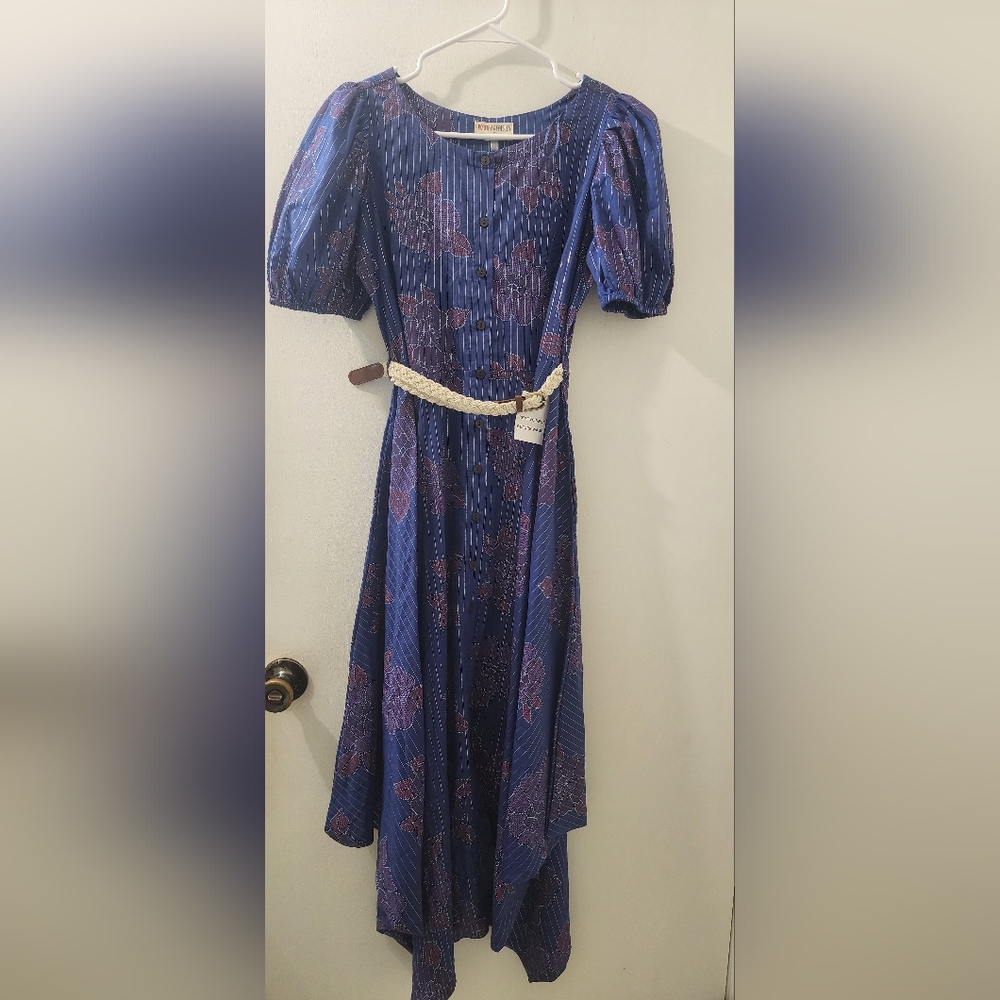 Bombay Paisley Elegant Blue‎ and Purple Women's Dress, Size Extra Small.
